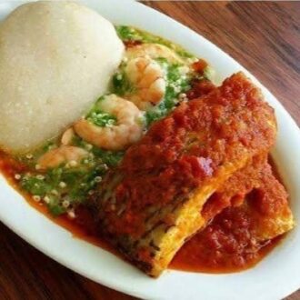 EBA WITH SEAFOOD OKRO