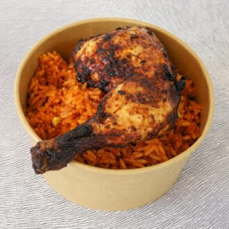 Grilled chicken and jollofrice