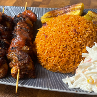 Suya and jollofrice